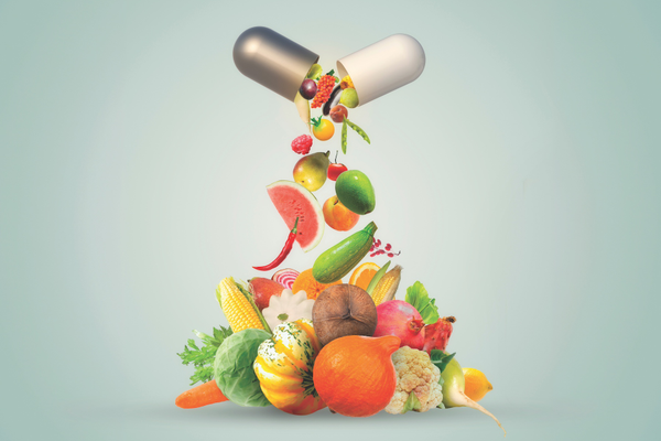 Food falling from a capsule