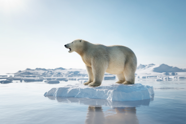 polar bear on small ice cap