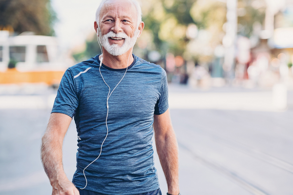 Man exercising walking