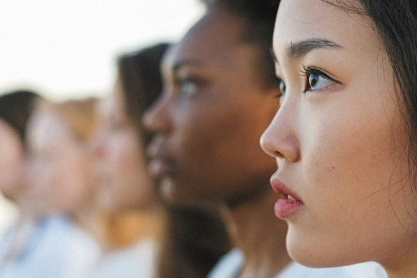 Group of healthy women looking off in the distance