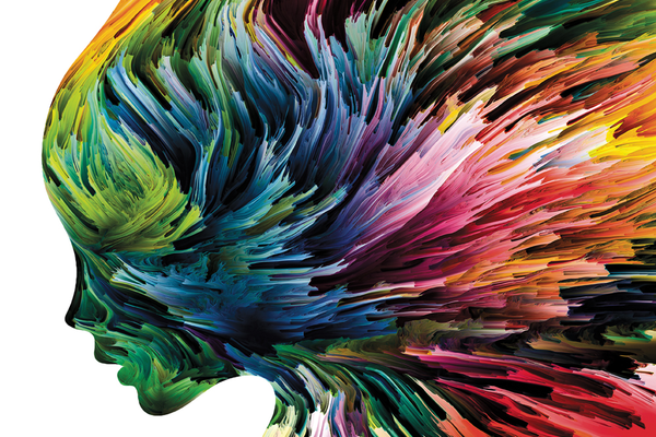 Artistic silhouette with multiple colors bursting