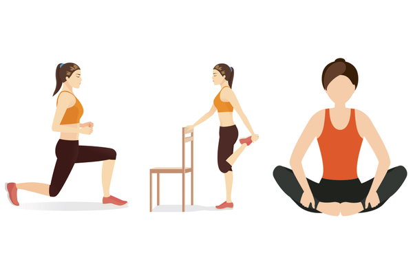 Graphics of people doing various stretches