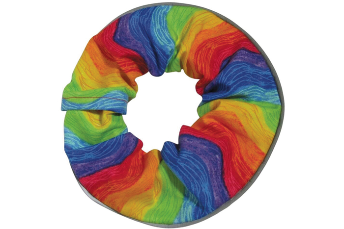 Bright rainbow-colored ruff collar for cats