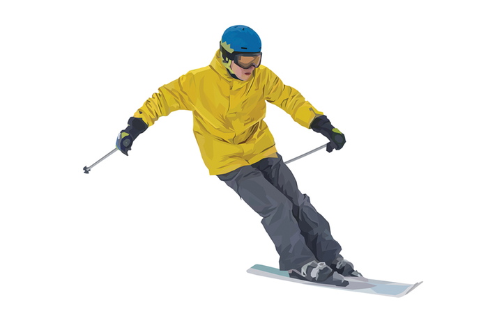 Illustration of person downhill skiing